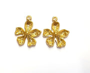 4 Flower Charms Gold Plated Charms (25x21mm)  G19718