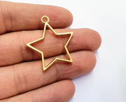 2 Star Bezel Charms Gold Plated Charms (33x31mm) G19719