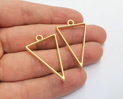2 Triangle Bezel Charms Gold Plated Charms (38x24mm) G19720
