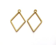 2 Diamond Bezel Charms Gold Plated Charms (38x24mm) G19721
