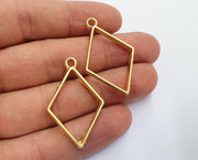 2 Diamond Bezel Charms Gold Plated Charms (38x24mm) G19721