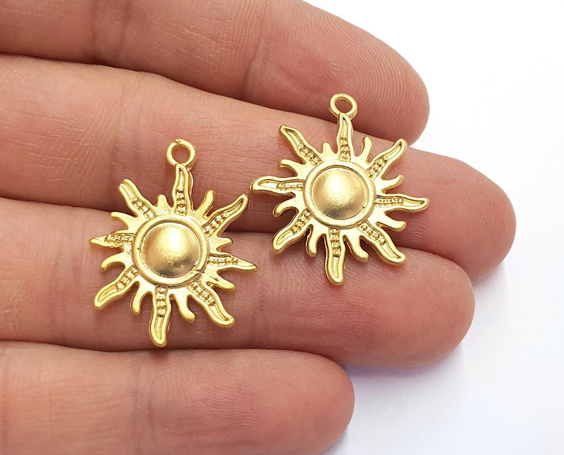 4 Sun Charms Gold Plated Charms  (27x24mm)  G19724