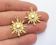 4 Sun Charms Gold Plated Charms  (27x24mm)  G19724