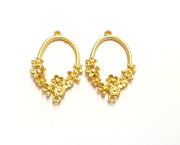 2 Flowers Charms Connector Gold Plated Charms  (40x24mm)  G19727