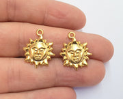 4 Sun Charms Gold Plated Charms (22x18mm)  G19728