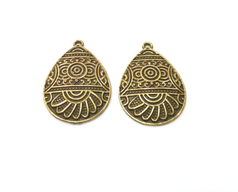2 Antique Bronze Charms Antique Bronze Plated Charms (35x25mm)  G19317