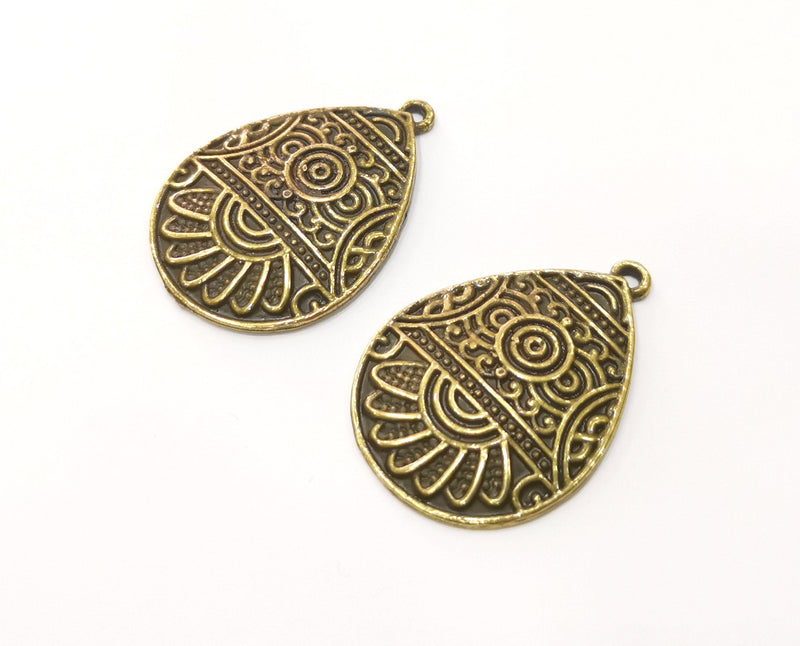 2 Antique Bronze Charms Antique Bronze Plated Charms (35x25mm)  G19317