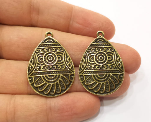 2 Antique Bronze Charms Antique Bronze Plated Charms (35x25mm)  G19317