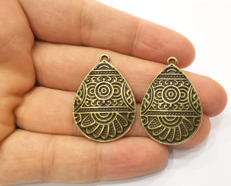 2 Antique Bronze Charms Antique Bronze Plated Charms (35x25mm)  G19317