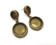 Earring Blank Backs Hammered Antique Bronze Resin Base inlay Blank Cabochon Mountings Antique Bronze (20+12mm Round blanks) 1 pair G19318