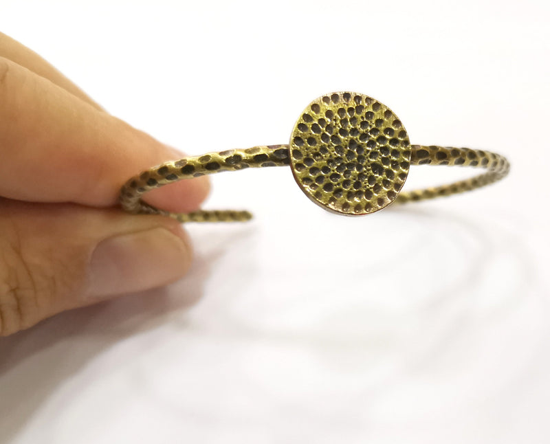 Bracelet Blank Cuff Bezel Bangle Blank Glass Cabochon Base Bezel Hammered Bracelet Adjustable Antique Bronze Bracelet (18mm ) G19321
