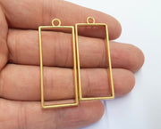 2 Rectangle Bezel Charms Gold Plated Charms (48x20mm) G19731