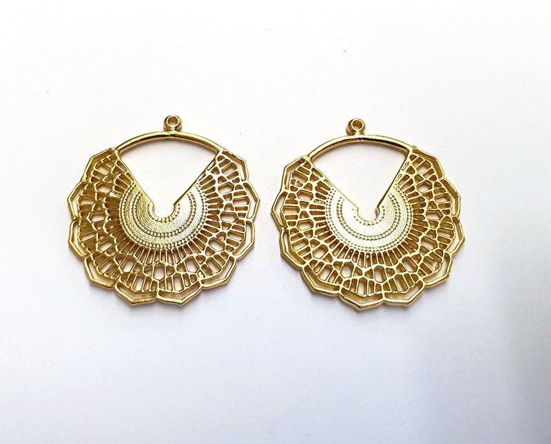2 Filigree  Charms Gold Plated Charms  (39x37mm)  G19732