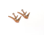 6 Bird Charms Antique Copper Plated Charms (16x25mm) G19734
