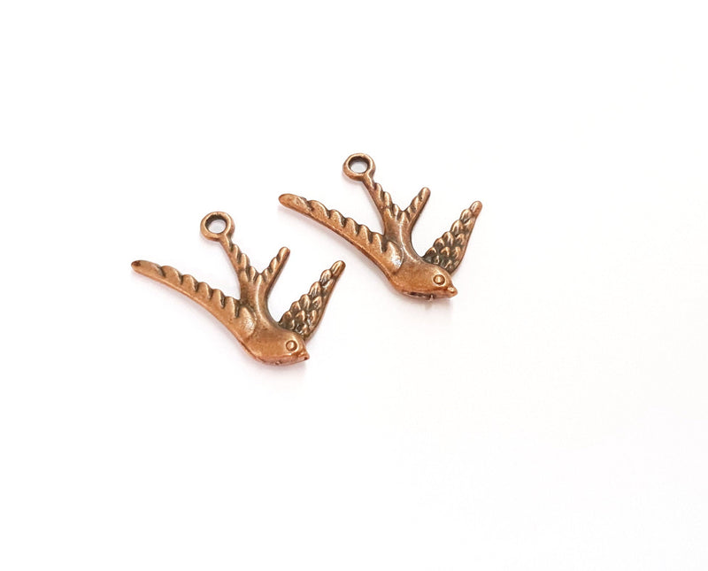 6 Bird Charms Antique Copper Plated Charms (16x25mm) G19734