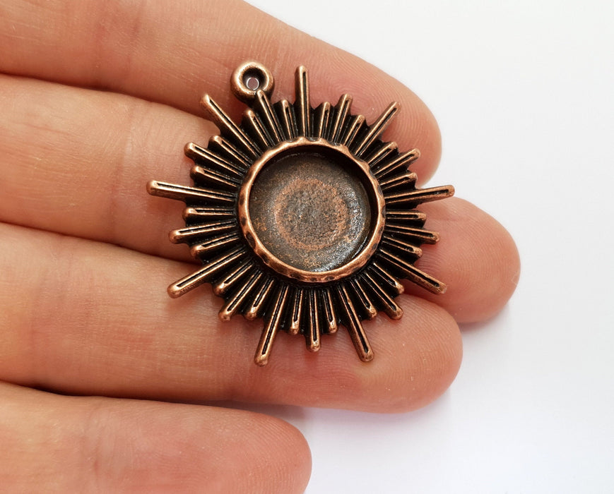 Sun Charms Blank Bezel Resin Bezel Mosaic Mountings Antique Copper Plated Charms (43x40mm)( 16 mm Bezel Inner Size)  G19736