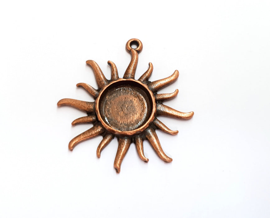 Sun Charms Blank Bezel Resin Bezel Mosaic Mountings Antique Copper Plated Charms (47x40mm)( 16 mm Bezel Inner Size)  G19737