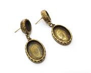 Earring Blank Backs Hammered Resin Base inlay Blank Cabochon Mountings Antique Bronze Plated (18x13+10x8mm Oval blanks) 1 pair G19342