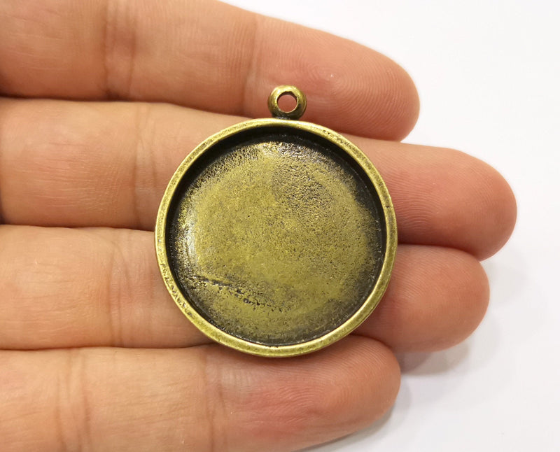 Pendant Blank Antique Bronze Base inlay Blank Resin Bezel Mosaic Mountings Antique Bronze Plated Pendant (30 mm blank )  G19344