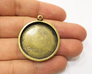 Pendant Blank Antique Bronze Base inlay Blank Resin Bezel Mosaic Mountings Antique Bronze Plated Pendant (30 mm blank )  G19344