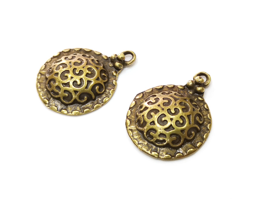 2 Antique Bronze Charms Antique Bronze Plated Charm (33x25mm) G19346