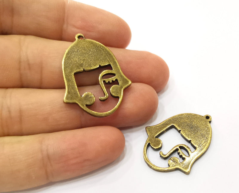 4 Antique Bronze Charm Antique Bronze Plated Charm (32x25mm) G19349