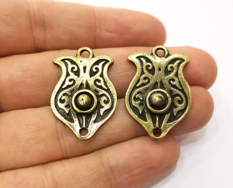 2 Antique Bronze Charms Antique Bronze Plated Charms (32x21mm)  G19352