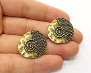 2 Spiral Charms Antique Bronze Plated Charms (26mm) G19353