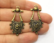2 Antique Bronze Charm Antique Bronze Plated Charm (43x21mm) G19356