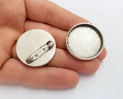 Hammered Brooch Holders Pin Brooch Blanks Brooch Bezel Antique Silver Plated Brooch Pin Findings  (30mm Bezel size)  G19739