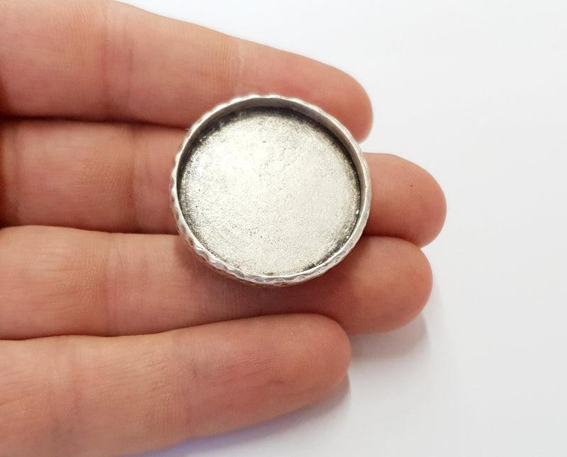 Hammered Brooch Holders Pin Brooch Blanks Brooch Bezel Antique Silver Plated Brooch Pin Findings  (30mm Bezel size)  G19739