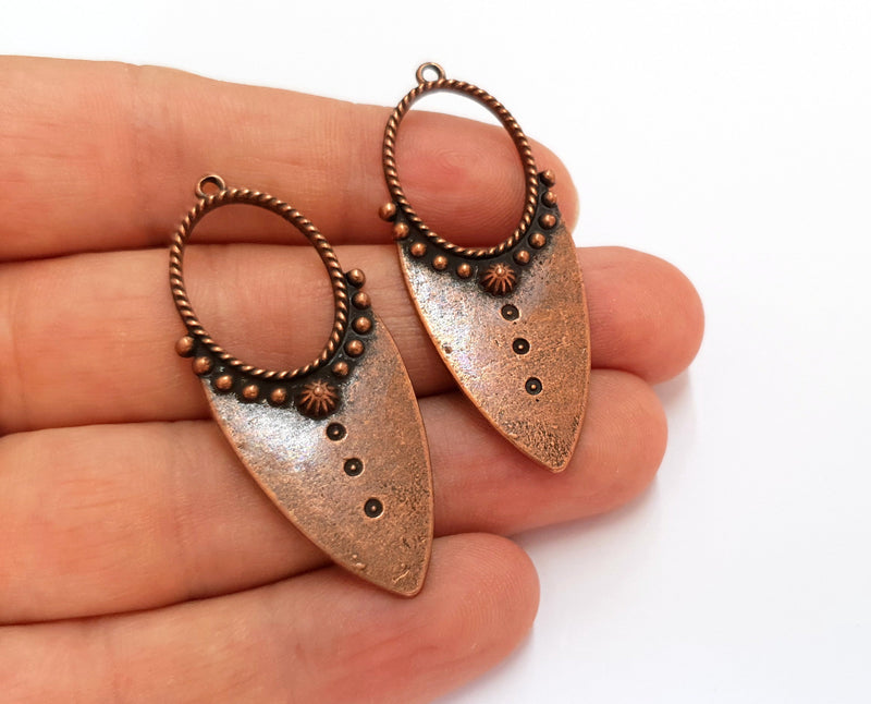 2 Copper Charms Antique Copper Plated Charms (51x21mm)  G19740