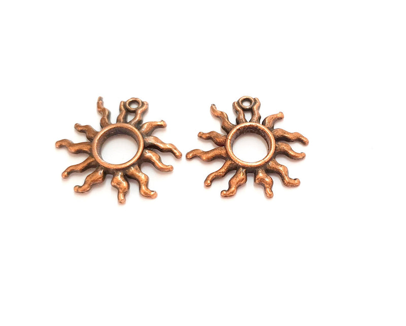 4 Sun Charms Antique Copper Plated Charms (24x26mm) G19741