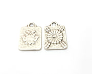 4 Flower Charms Antique Silver Plated Charms Double Sided (both sides are different)(25x17mm)  G19360