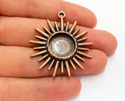 Sun Charms Blank Bezel Resin Bezel Mosaic Mountings Antique Copper Plated Charms (46x41mm)( 16 mm Bezel Inner Size)  G19745