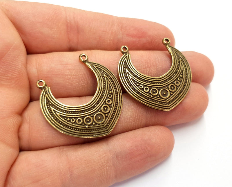 2 Antique Bronze Charms Connector Antique Bronze Plated Charms (32x32mm)  G19746