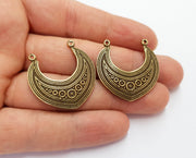 2 Antique Bronze Charms Connector Antique Bronze Plated Charms (32x32mm)  G19746