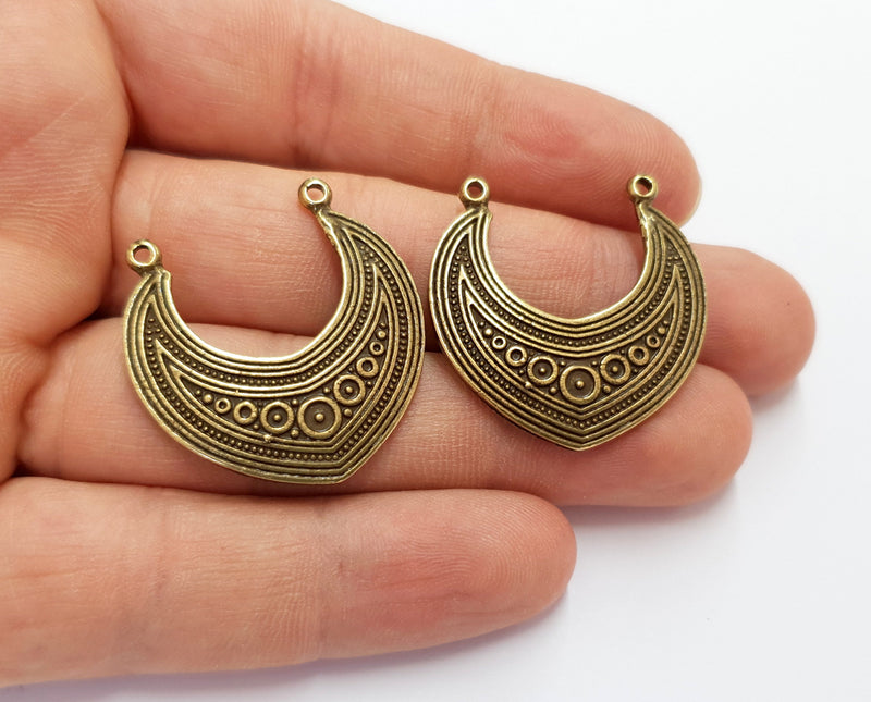 2 Antique Bronze Charms Connector Antique Bronze Plated Charms (32x32mm)  G19746