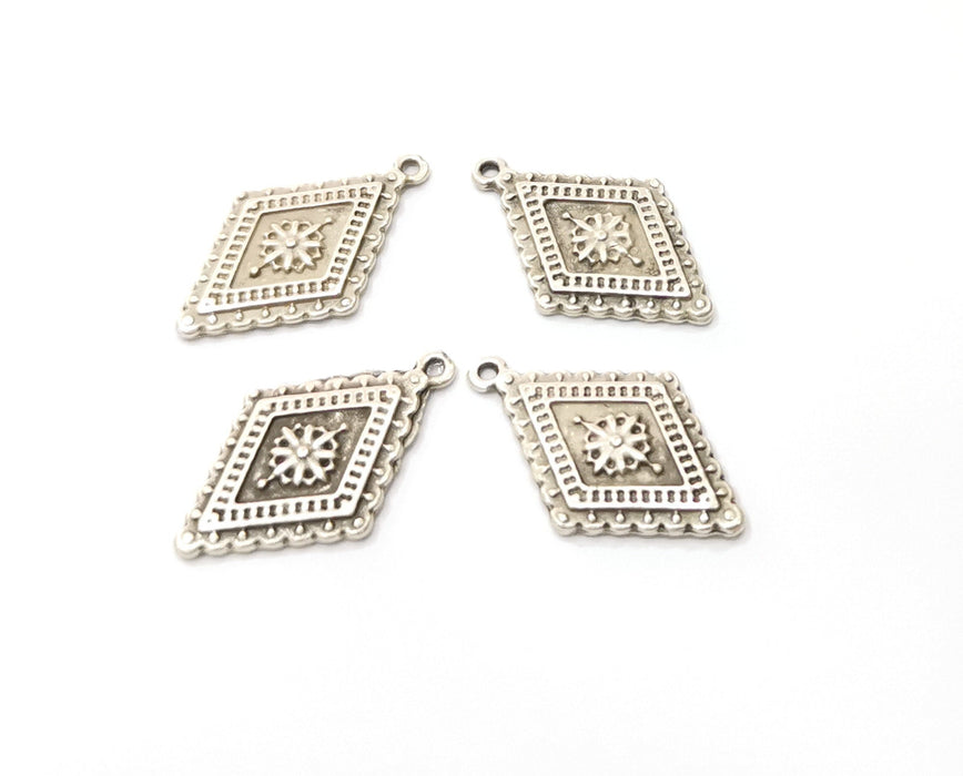 10 Silver Charms Antique Silver Plated Charms (24x15mm)  G19363