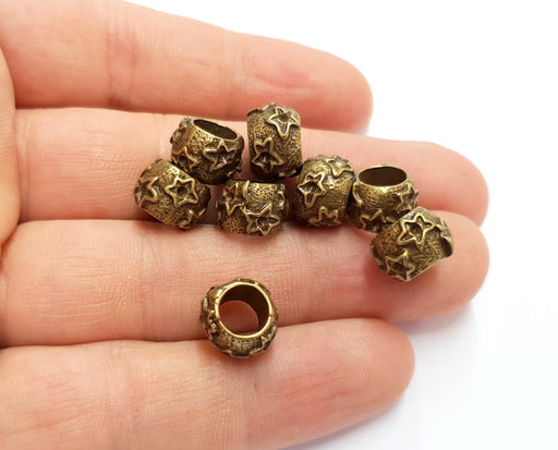 5 Star Tube Beads Antique Bronze Plated Beads  (12x8 mm)  G19748