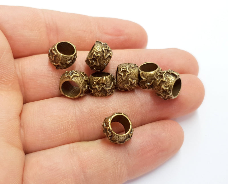 5 Star Tube Beads Antique Bronze Plated Beads  (12x8 mm)  G19748