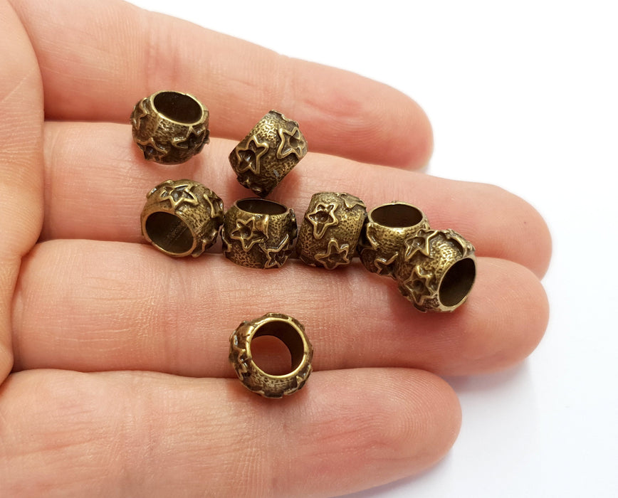 5 Star Tube Beads Antique Bronze Plated Beads  (12x8 mm)  G19748