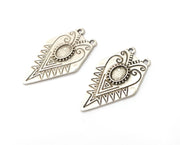 2 Silver Charms Connector Antique Silver Plated Charms (36x21mm)  G19364