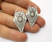 2 Silver Charms Connector Antique Silver Plated Charms (36x21mm)  G19364