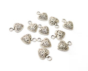 20 Heart Charms Antique Silver Plated Charms (14x10mm)  G19366