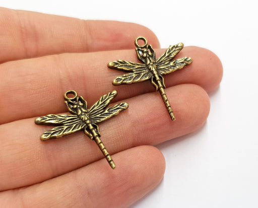 4 Dragonfly Charms Antique Bronze Plated Charms (31x28mm)  G19750