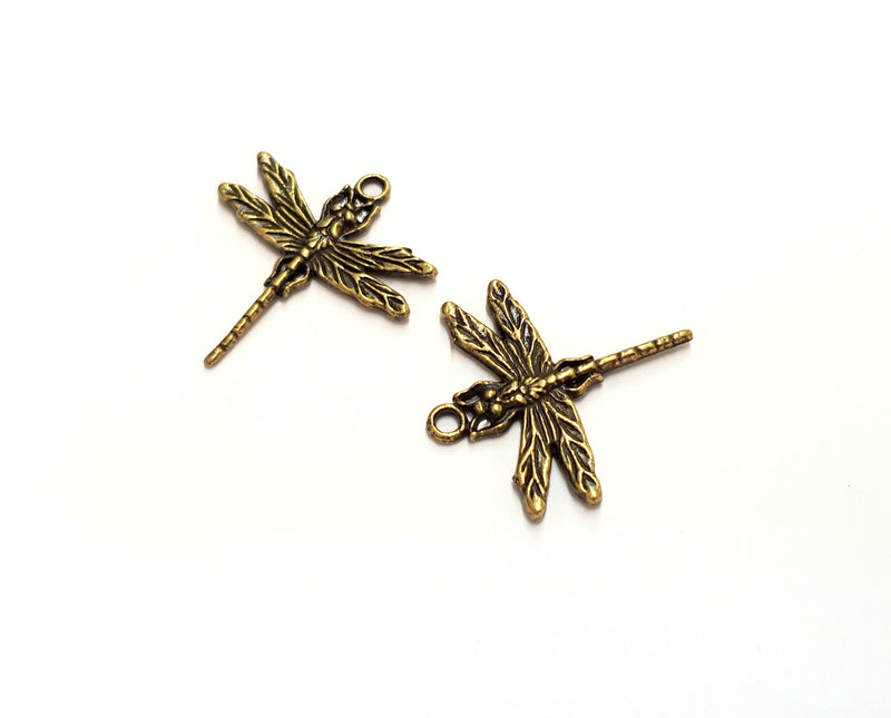 4 Dragonfly Charms Antique Bronze Plated Charms (31x28mm)  G19750