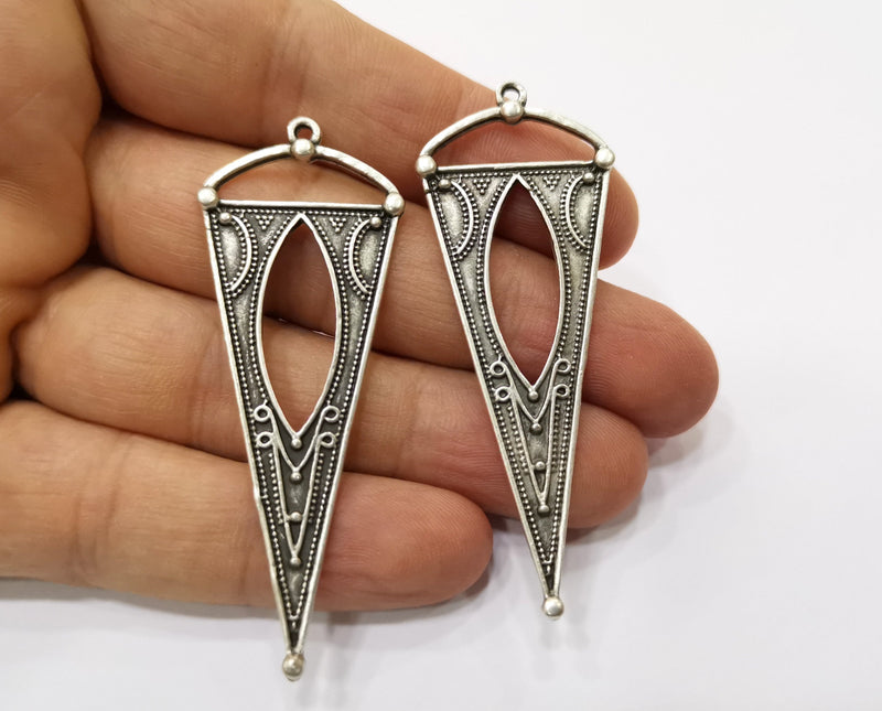 2 Silver Charms Antique Silver Plated Charms (65x25mm)  G19367