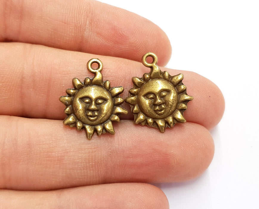 6 Sun Charms Antique Bronze Plated Charms (22x18mm)  G19752