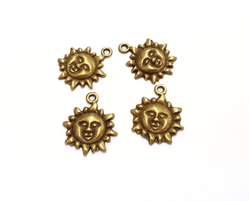 6 Sun Charms Antique Bronze Plated Charms (22x18mm)  G19752
